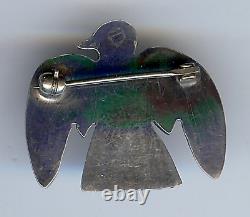 Small Vintage Navajo Indian Silver Turquoise Thunderbird Pin