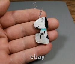 Snoopy Pin Pendant inlay Turquoise Zuni Artist Shenel Comosona Peanuts zunitoon