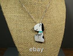 Snoopy Pin Pendant inlay Turquoise Zuni Artist Shenel Comosona Peanuts zunitoon