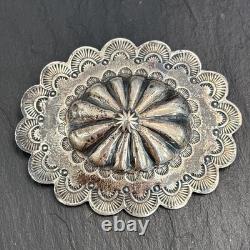 Southwest Arts 1930s Silver Slug Native American Concho Brooch Superb Vintage J7