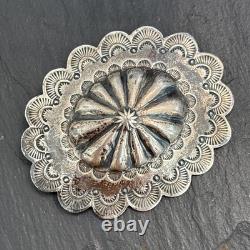 Southwest Arts 1930s Silver Slug Native American Concho Brooch Superb Vintage J7