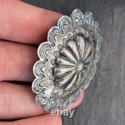 Southwest Arts 1930s Silver Slug Native American Concho Brooch Superb Vintage J7