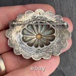 Southwest Arts 1930s Silver Slug Native American Concho Brooch Superb Vintage J7