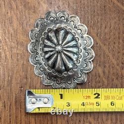 Southwest Arts 1930s Silver Slug Native American Concho Brooch Superb Vintage J7