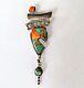 Southwest Sterling Silver Turquoise Spiny Oyster Inlay Pin/pendant Stamped'gm