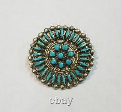 Southwest Sterling Silver/petit Point Turquoise Pin/pendant 233-k