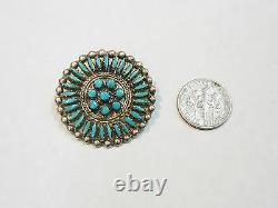 Southwest Sterling Silver/petit Point Turquoise Pin/pendant 233-k