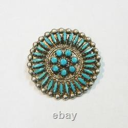 Southwest Sterling Silver/petit Point Turquoise Pin/pendant 233-k