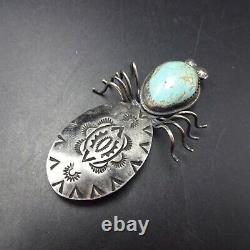 Southwestern JOE EBY Hand Stamped SterlingSilver TURQUOISE Spider Bug PIN/BROOCH