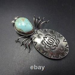 Southwestern JOE EBY Hand Stamped SterlingSilver TURQUOISE Spider Bug PIN/BROOCH