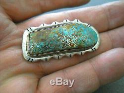 Southwestern Native American High-Grade Turquoise Sterling Silver Pin / Brooch D