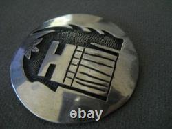 Southwestern Native American Hopi Long Hair Kachina Head Sterl Silver Pin Brooch