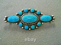 Southwestern Native American Indian Turquoise Cluster Sterling Silver Pin Brooch