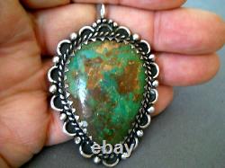 Southwestern Native American Navajo Green Turquoise Sterling Silver Pendant Pin