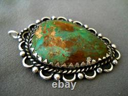 Southwestern Native American Navajo Green Turquoise Sterling Silver Pendant Pin