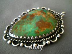 Southwestern Native American Navajo Green Turquoise Sterling Silver Pendant Pin