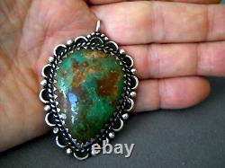 Southwestern Native American Navajo Green Turquoise Sterling Silver Pendant Pin