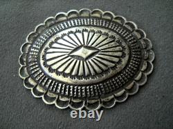 Southwestern Native American Navajo Sterl Silver Concho Pin Stamps Repousse 2.5