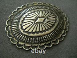 Southwestern Native American Navajo Sterl Silver Concho Pin Stamps Repousse 2.5