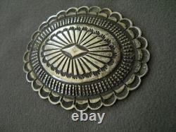 Southwestern Native American Navajo Sterl Silver Concho Pin Stamps Repousse 2.5