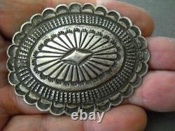 Southwestern Native American Navajo Sterl Silver Concho Pin Stamps Repousse 2.5