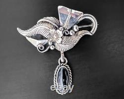 Southwestern Native American Navajo Tim Guerro Sterling Silver Vtg Brooch Pin