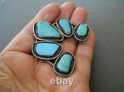 Southwestern Native American Navajo Turquoise Sterling Silver Pendant / Pin