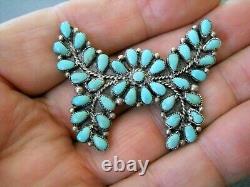 Southwestern Native American Turquoise Cluster Sterling Silver Pin Brooch ET