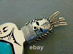 Southwestern Native American Turquoise Sterling Silver 3D Kachina Pendant Pin NM