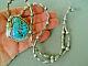 Southwestern Native American Turquoise Sterling Silver Bead Necklace And Pin