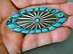 Southwestern Native American Turquoise Sterling Silver Starburst Pin 3 X 1.25