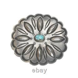 Southwestern/Navajo Hand Stamped Sterling high grade turquoise pin FA