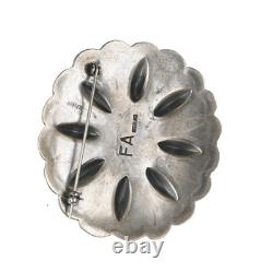 Southwestern/Navajo Hand Stamped Sterling high grade turquoise pin FA