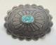Southwestern Sterling Silver Hand Stamped Oval Concho Pin Turquoise Vintage