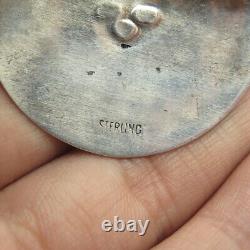 Southwestern Vintage Old Pawn Zuni 925 Sterling Silver Ethnic Tribal Pin Brooch