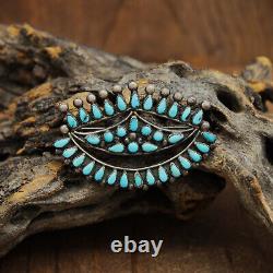 Special Vintage Sterling Silver and Turquoise Zuni Pin+