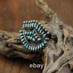 Special Vintage Sterling Silver and Turquoise Zuni Pin+