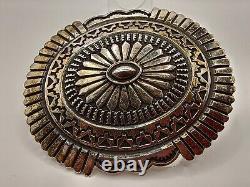 Spectacular Sunshine Reeves Navajo Sterling Silver Concho Stamped Brooch