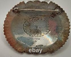 Spectacular Sunshine Reeves Navajo Sterling Silver Concho Stamped Brooch