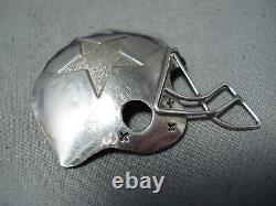 Spectacular Vintage Navajo Native American Cowboys Helmet Pin