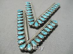 Spectacular Vintage Navajo Turquoise Sterling Silver Collar Pins Old