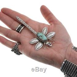 Squash Blossom DRAGONFLY Brooch Joe Eby Sterling Silver Pin Old Vintage Style