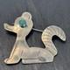 Stamped Navajo Vintage Figural Animal Brooch Heart Sterling Silver Turquoise L2a