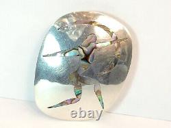 Sterling Silver 925 Abalone Archer Large Pendant Brooch Pin