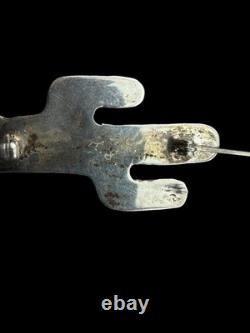 Sterling Silver 925 NA Navajo Turquoise SEQUARA Cactus Brooch/Pin signed