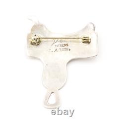 Sterling Silver 925 Native American Navajo LA Willie Turquoise Saddle Pin/Brooch