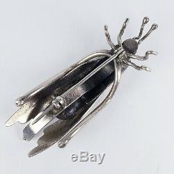 Sterling Silver 925 Navajo 3D Detailed Grasshopper Brooch Pin