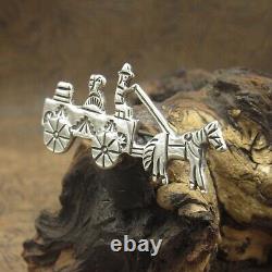 Sterling Silver Cast and Stamped Horse Drawn Cart Pin