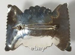 Sterling Silver Concho Bow Brooch / Pin, handmade signed 18.6g