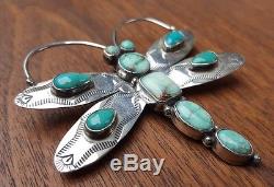 Sterling Silver Damele Turquoise Dragonfly Brooch By Navajo Emma Jean Bighand